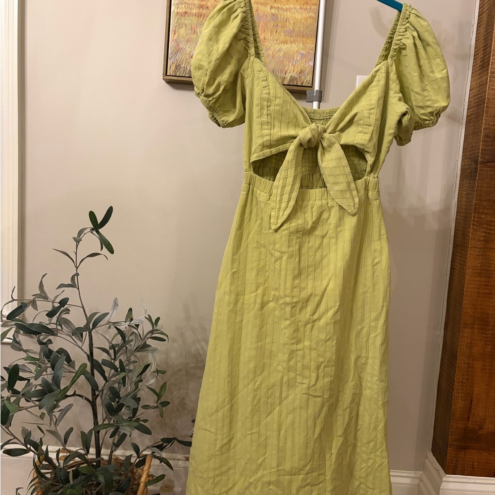 Show Me Your MuMu Lime Backless Puff Sleeve Dress womens size small